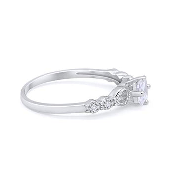 Petite Dainty Princess Cut Wedding Ring Simulated CZ 925 Sterling Silver